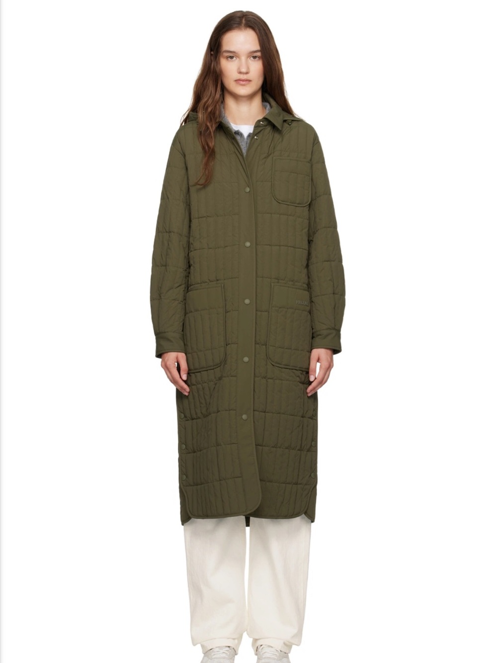 NWOT Mackage Tadoka Long Hooded Quilted Down Coat Green Small